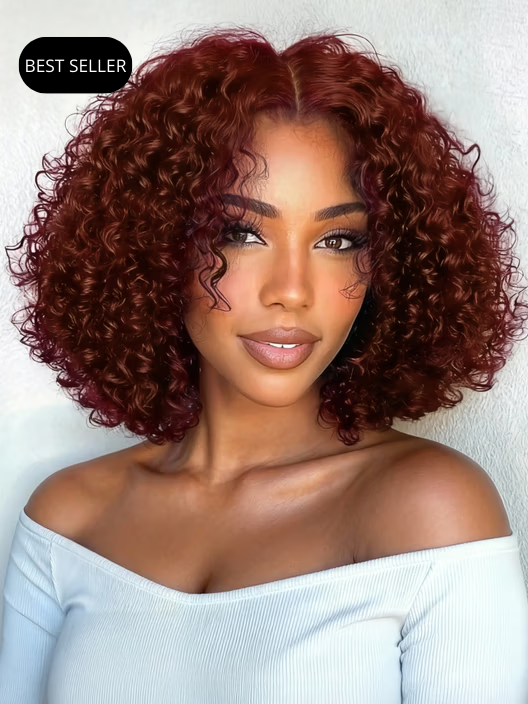 Perruque Bob Auburn bouclée Jerry — Prête à porter